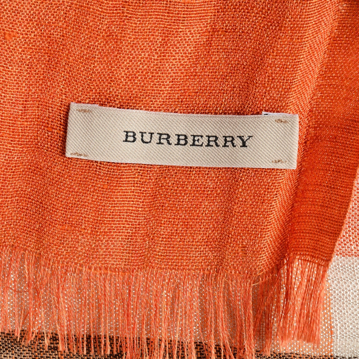 Burberry Linen Cotton Super Exploded Check Scarf Clementine 4 of 4