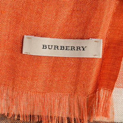 Burberry Linen Cotton Super Exploded Check Scarf Clementine 4 of 4
