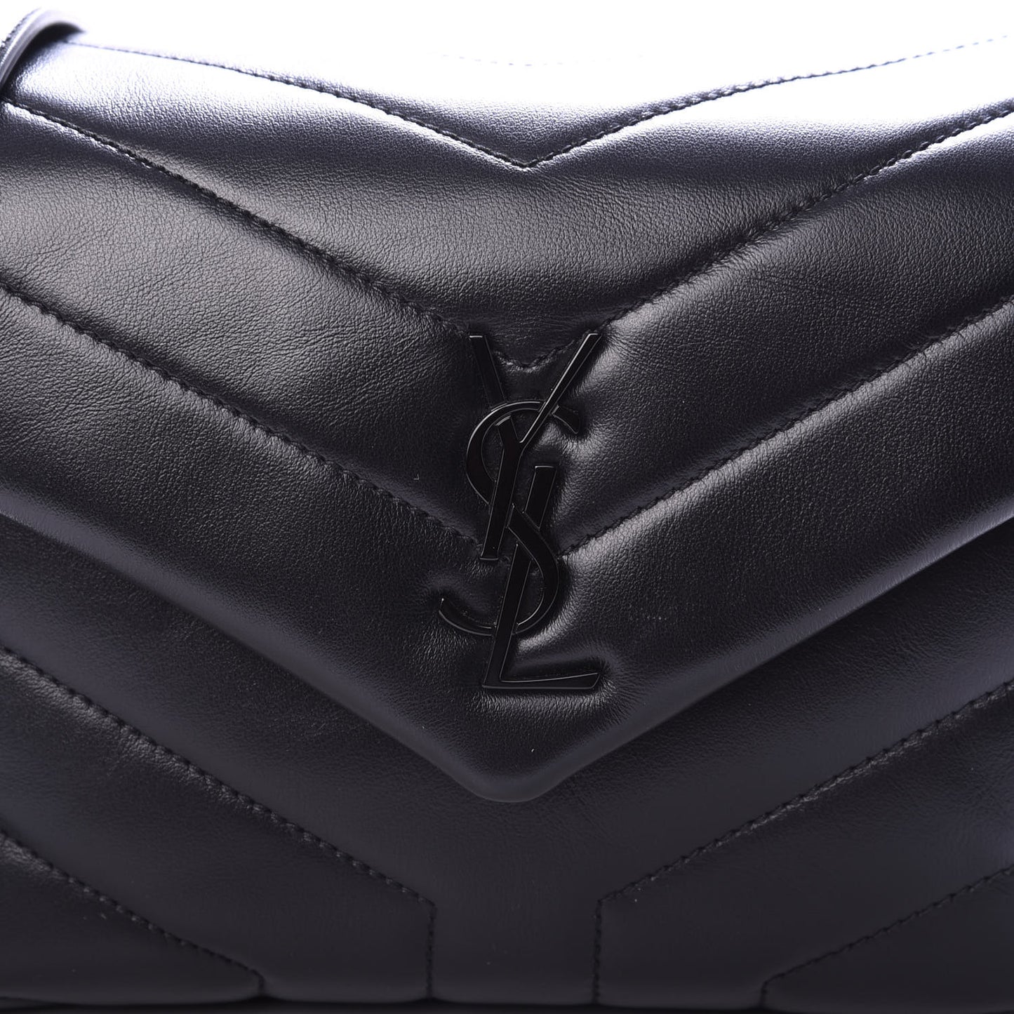 Calfskin Y Quilted Monogram Toy Loulou Crossbody Bag Black