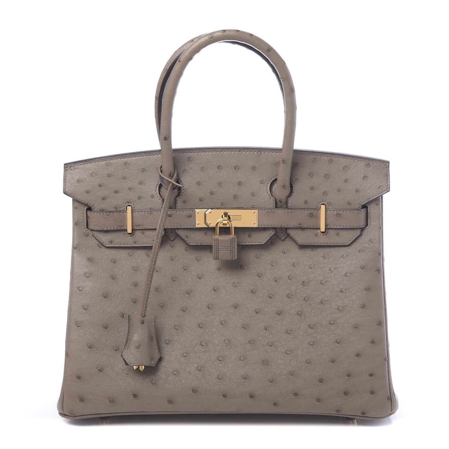 Ostrich Birkin 30 Gris Asphalte
