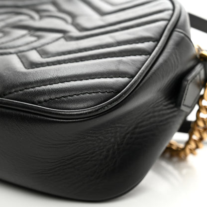 Gucci Calfskin Matelasse Small GG Marmont Chain Shoulder Bag Black 11 of 12