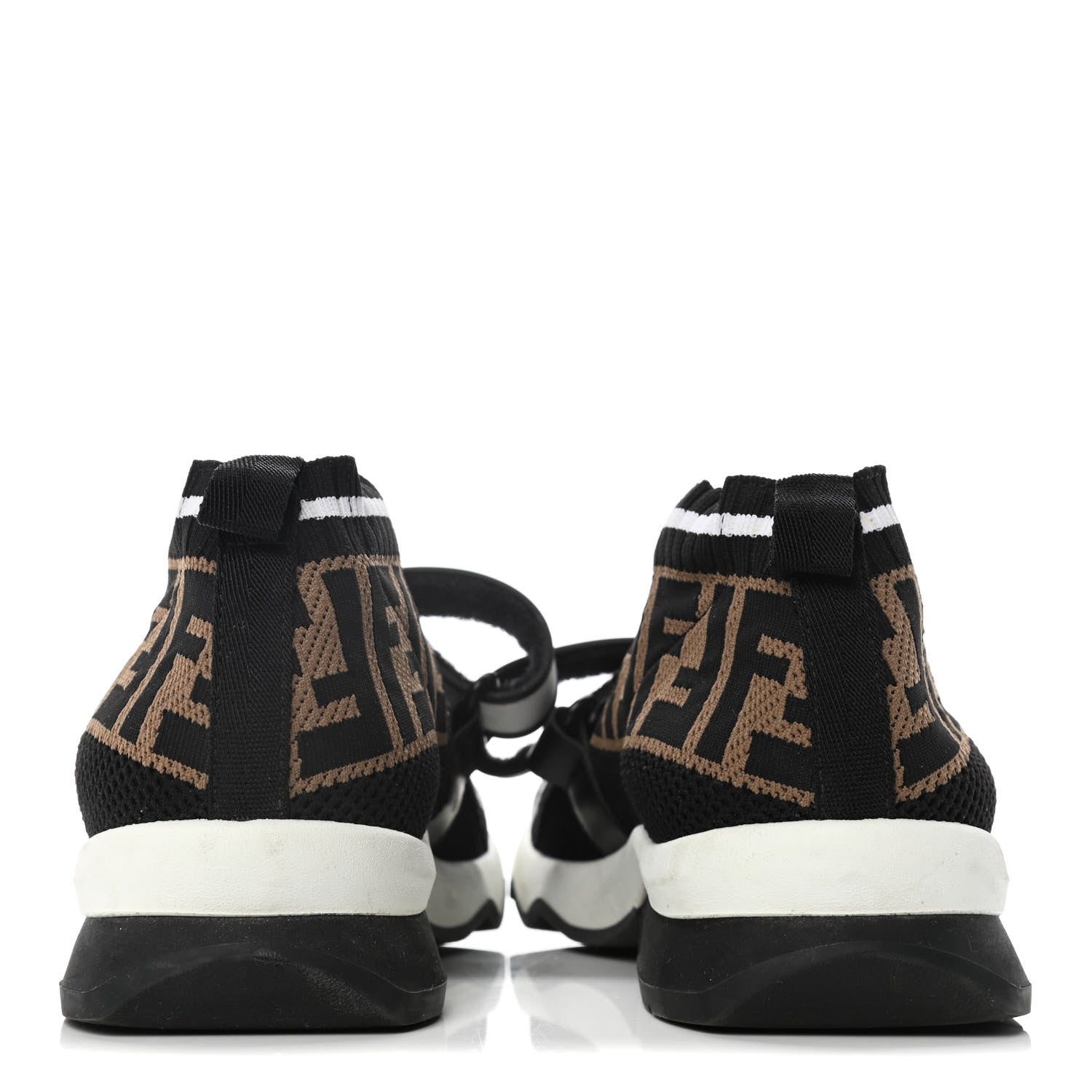 Fendi Stretch Yarn FF Stiff Band Rockoko Sneakers 39 Black White Tobacco 11 of 24