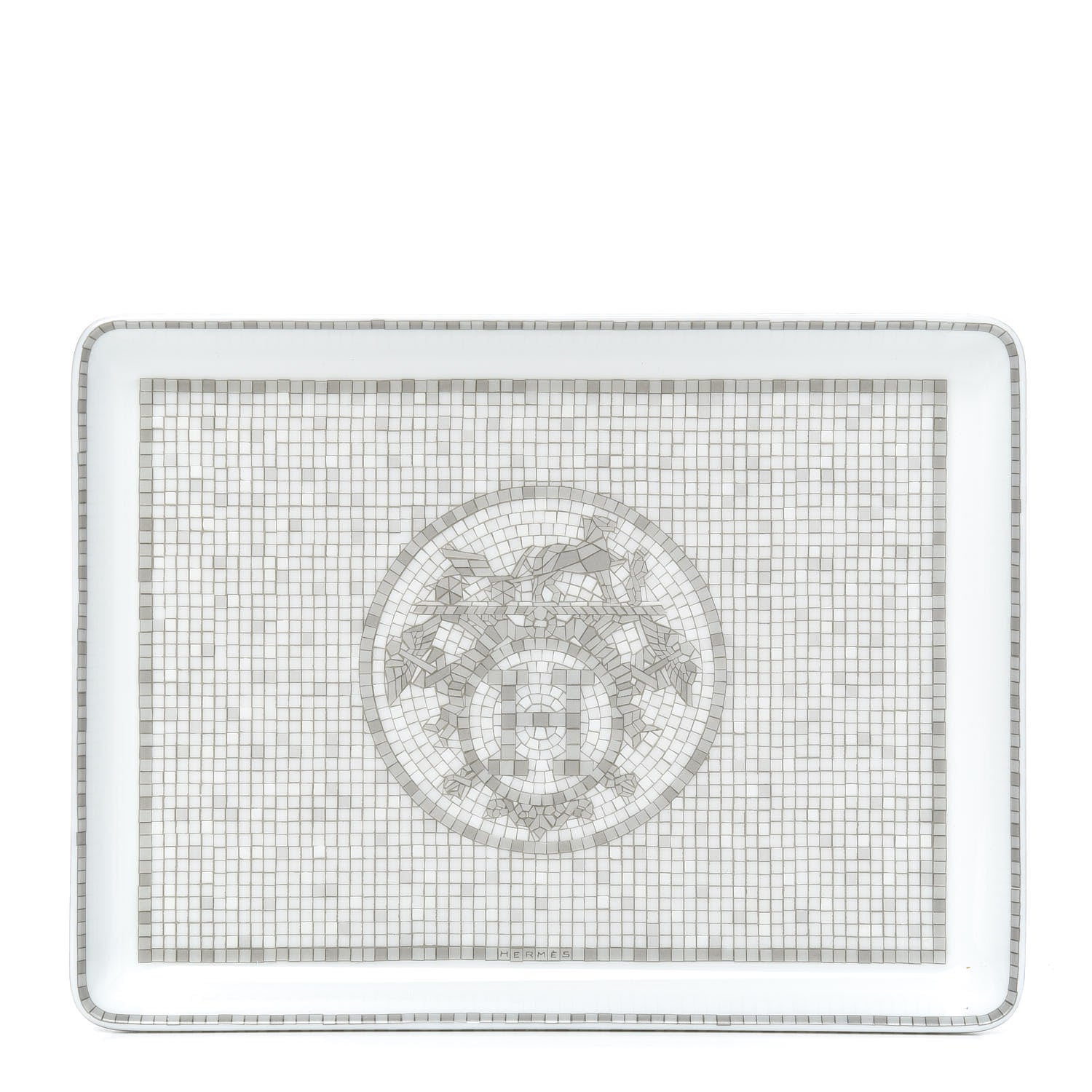 Hermes Porcelain Mosaique Au 24 Sushi Plate Platine 1 of 4
