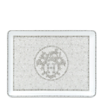 Hermes Porcelain Mosaique Au 24 Sushi Plate Platine 1 of 4