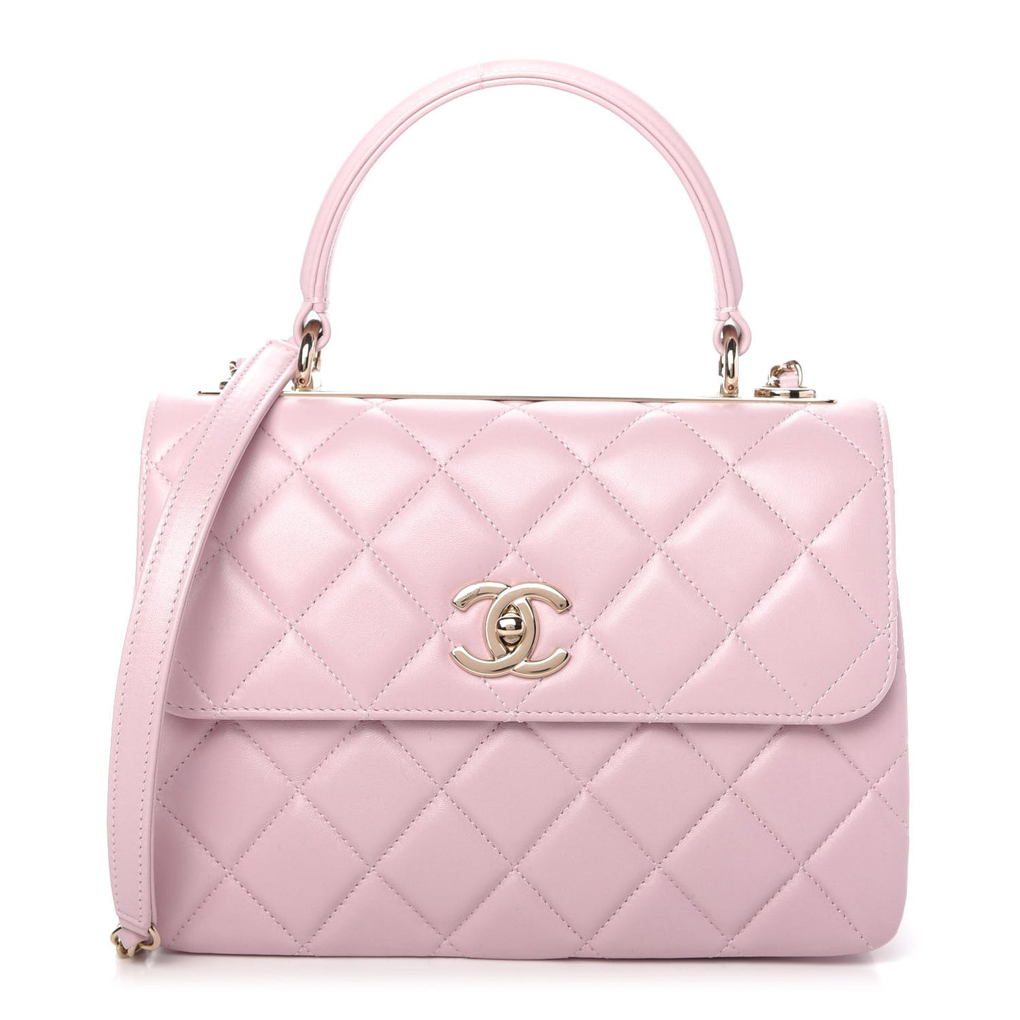 Lambskin Quilted Small Trendy CC Flap Dual Handle Bag Light Pink