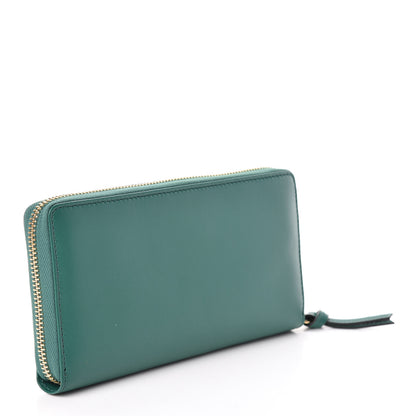 Gucci Apollo Calfskin GG Dadini Embroidered Zip Around Wallet Emerald 3 of 9