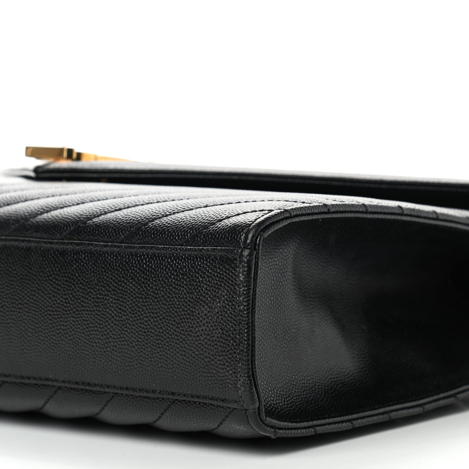 Saint Laurent Grain De Poudre Matelasse Chevron Large Monogram Satchel Black 8 of 8
