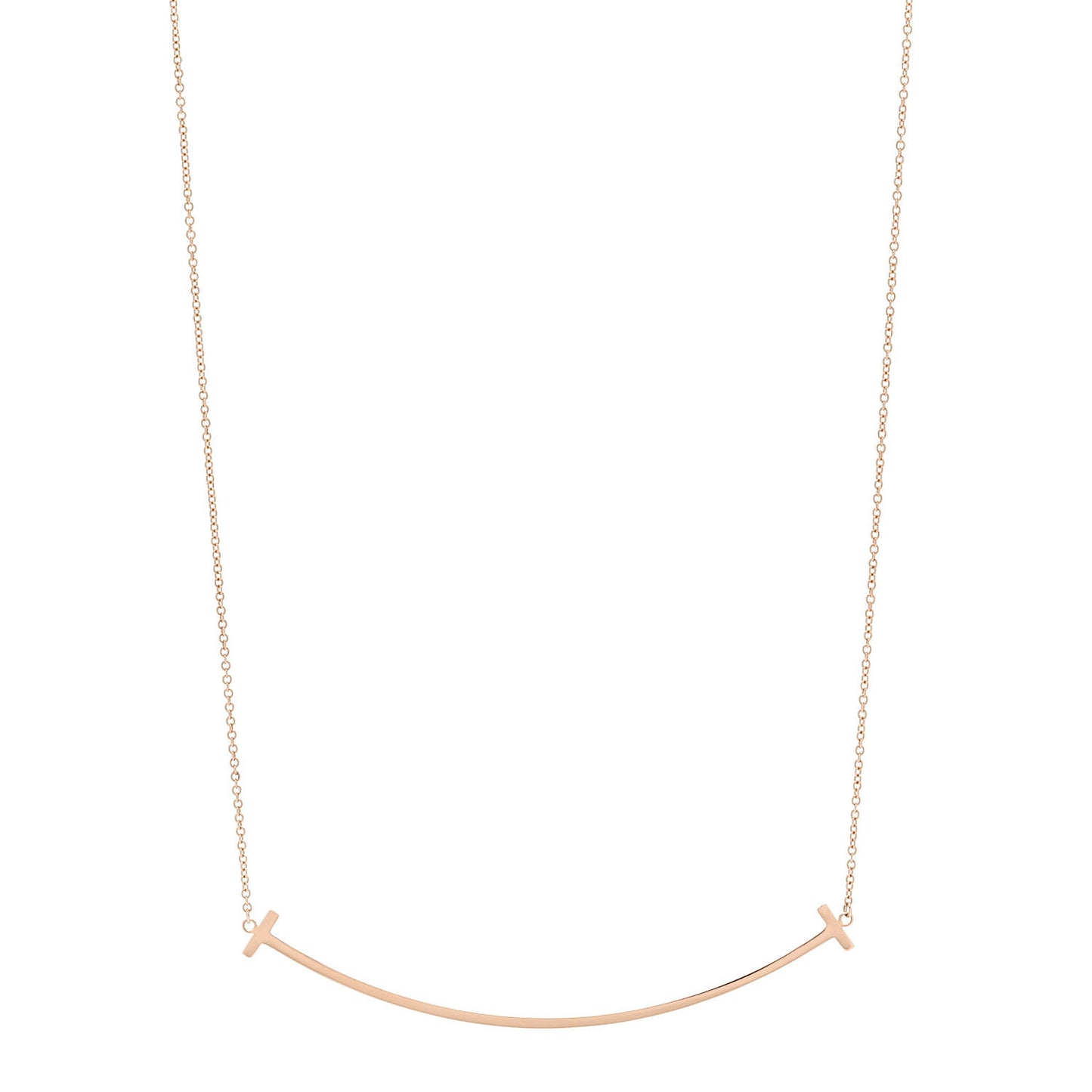18K Rose Gold Large T Smile Pendant Necklace