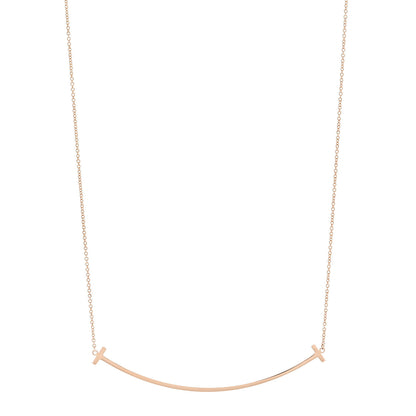 Tiffany 18K Rose Gold Large T Smile Pendant Necklace 1 of 5