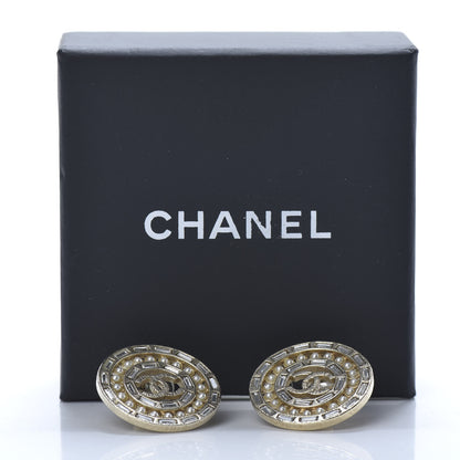 Chanel Pearl Crystal CC Round Earrings Gold 5 of 5