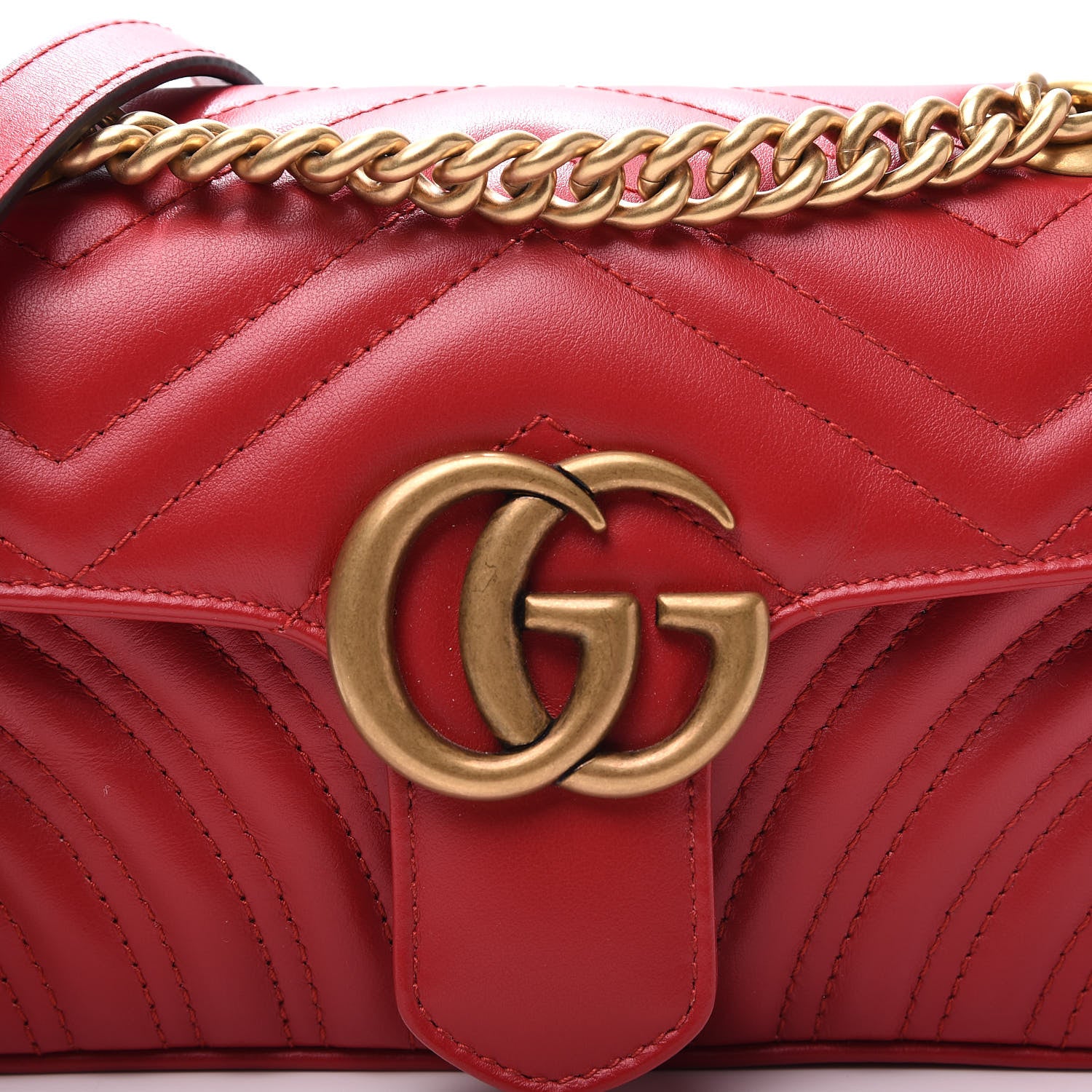 Gucci Calfskin Matelasse Mini GG Marmont Shoulder Bag Hibiscus Red 12 of 13
