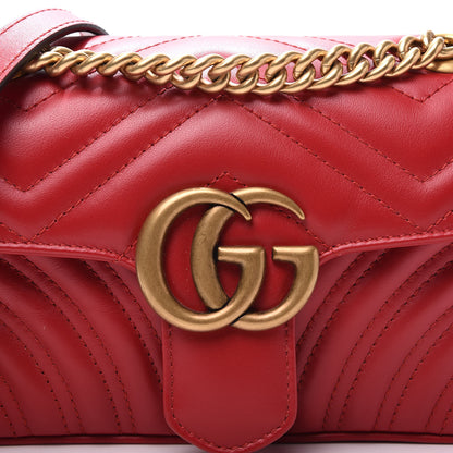 Gucci Calfskin Matelasse Mini GG Marmont Shoulder Bag Hibiscus Red 12 of 13