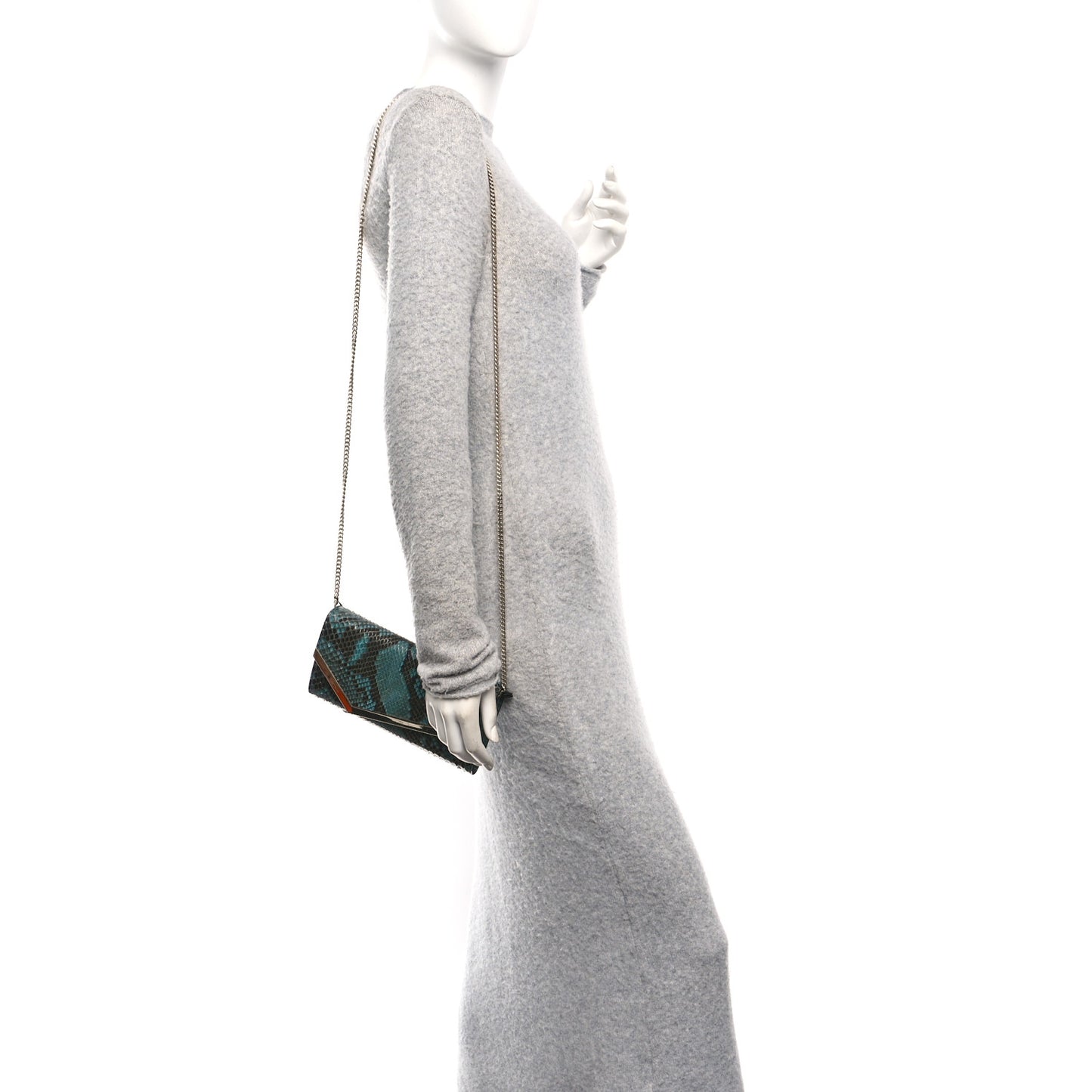 Snakeskin Emmie Clutch Blue
