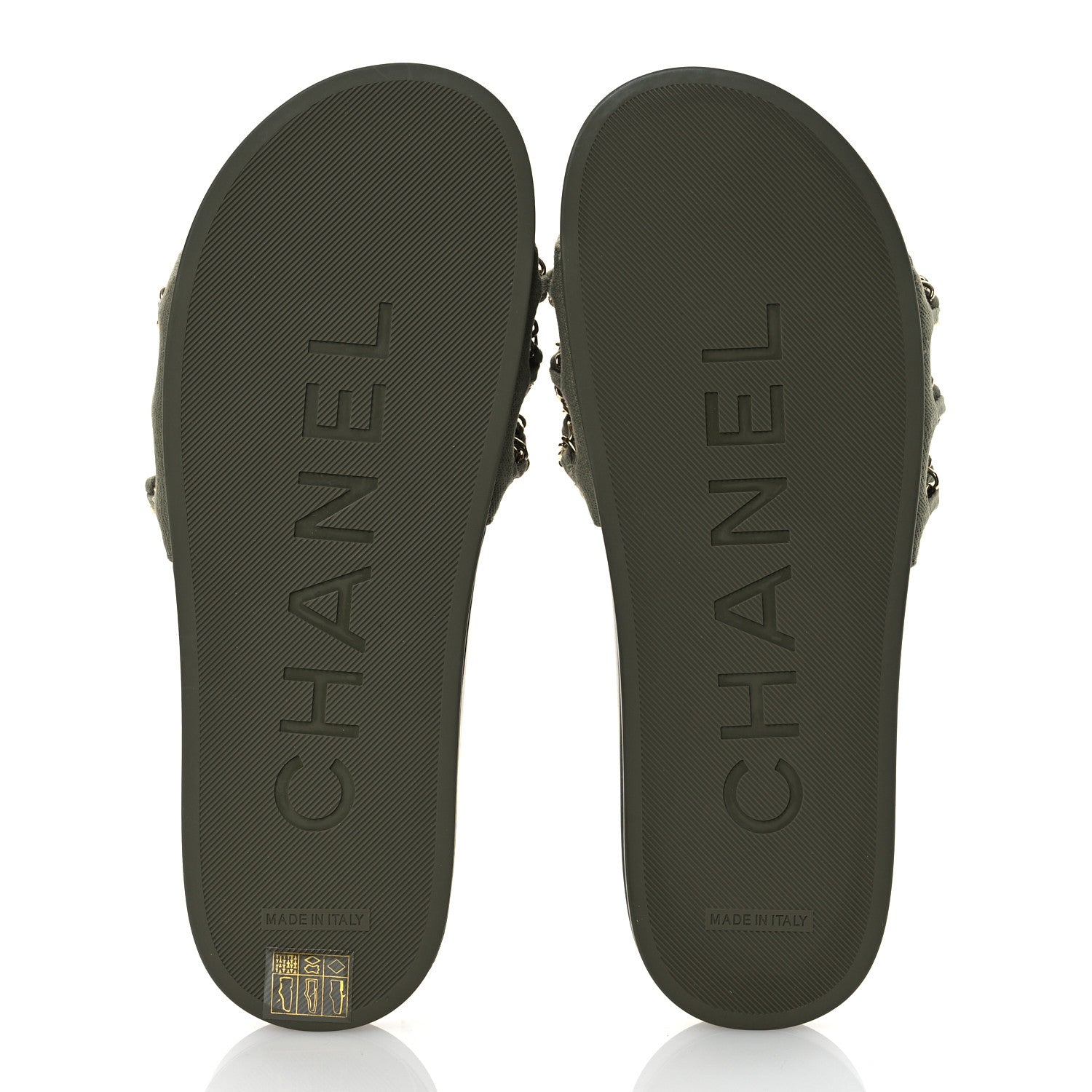 Chanel Canvas Chain Flat Sandals 40 Khaki 7 of 14