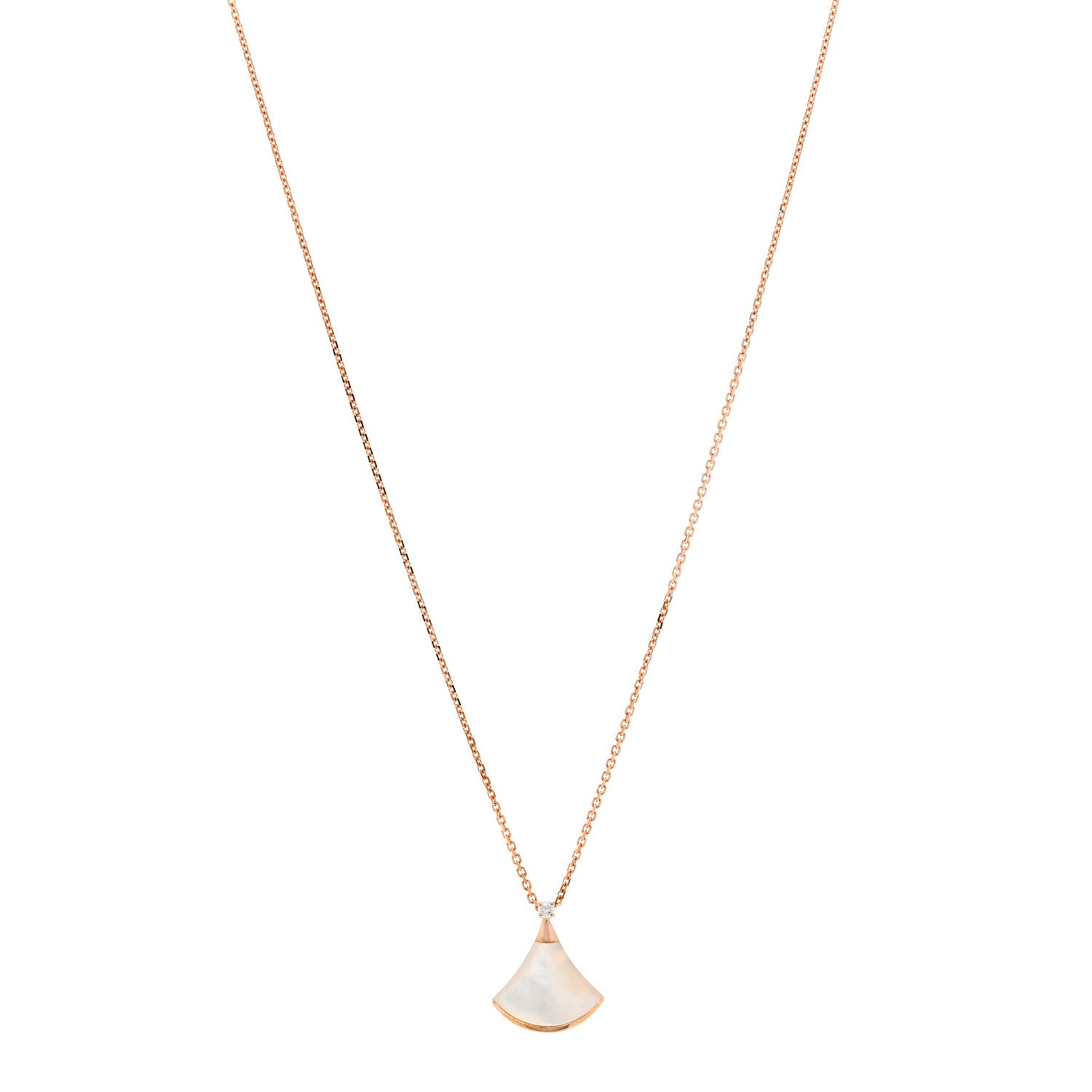 Bulgari 18K Rose Gold Diamond Mother of Pearl Small Divas' Dream Pendant Necklace 1 of 4