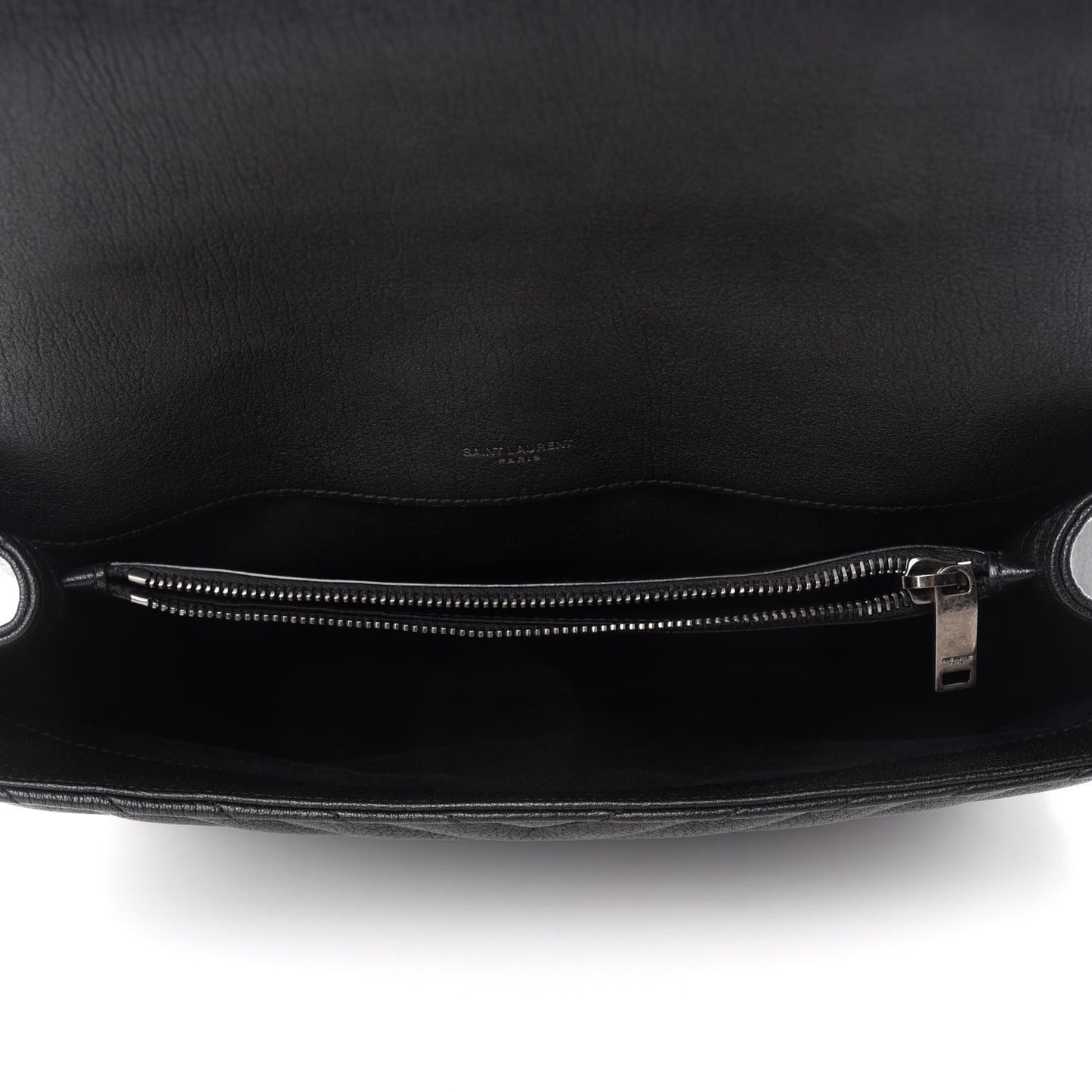 Sheepskin Matelasse Chevron Monogram Large College Satchel Black