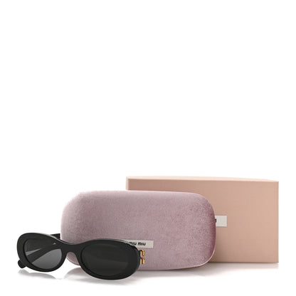 Miu Miu Acetate Oval Sunglasses SMU 06Z Black 8 of 8