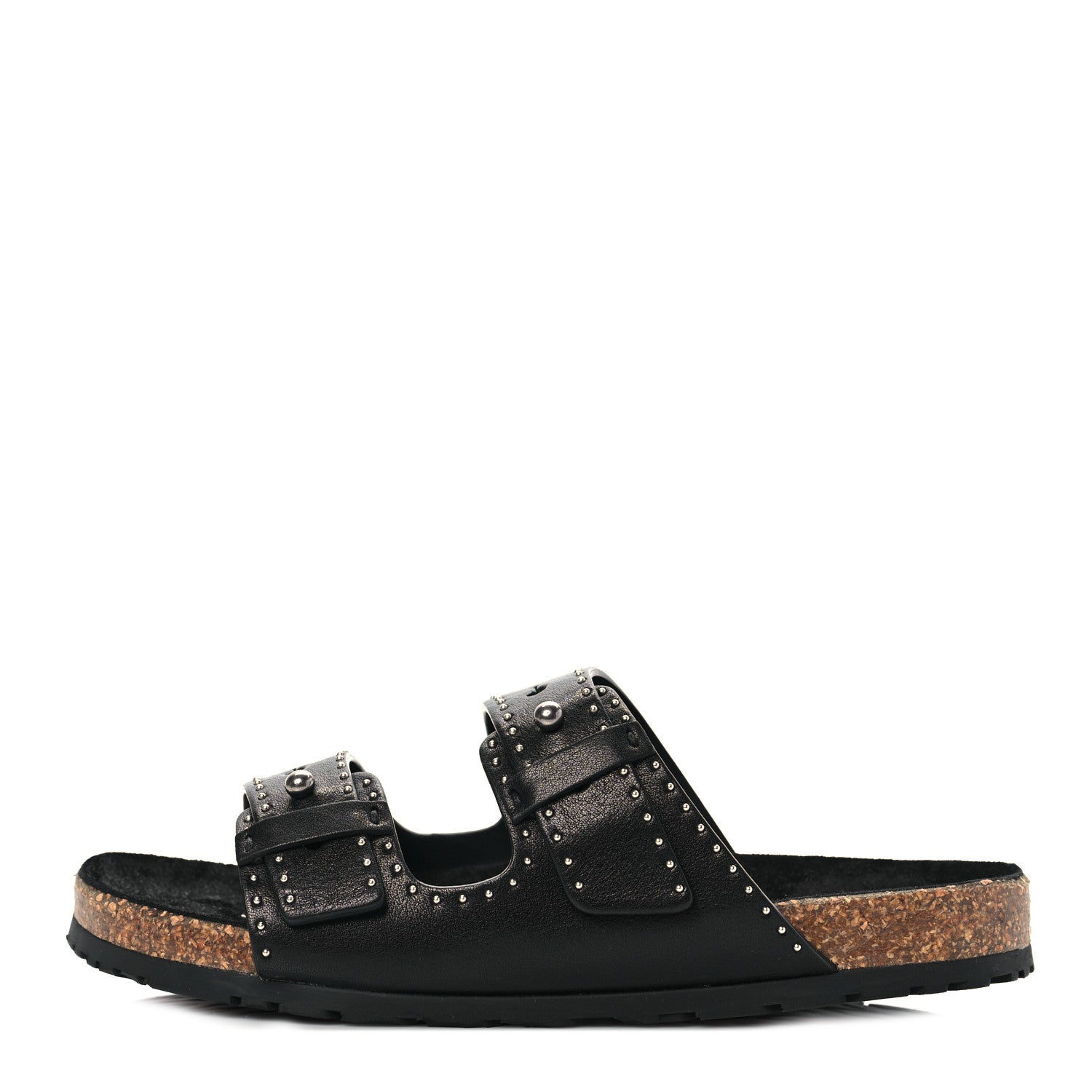 Saint Laurent Calfskin Studded Jimmy Cross Slides 37.5 Black 1 of 9