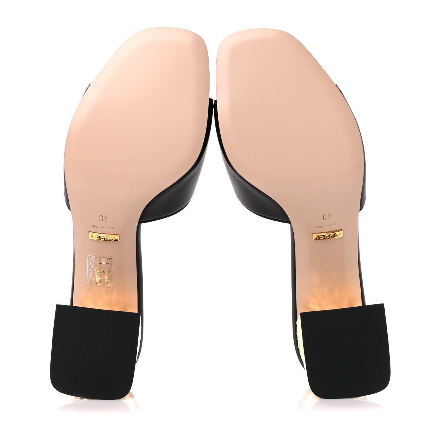 Cosmos Softy Calfskin Interlocking G Cut Out 55mm Slide Sandals 40 Black Gold
