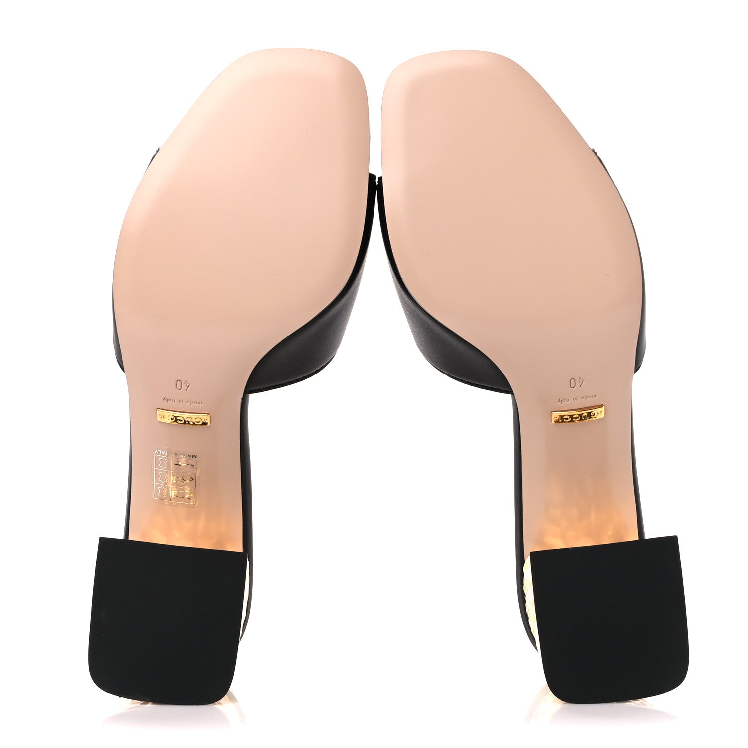 Gucci Cosmos Softy Calfskin Interlocking G Cut Out 55mm Slide Sandals 40 Black Gold 5 of 8
