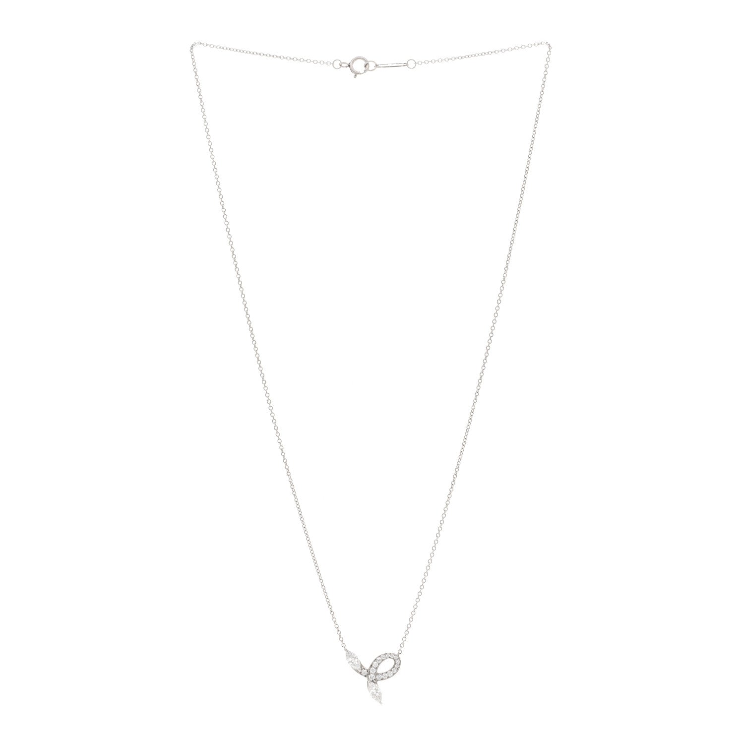 Tiffany Platinum Diamond Victoria Bow Necklace 3 of 5