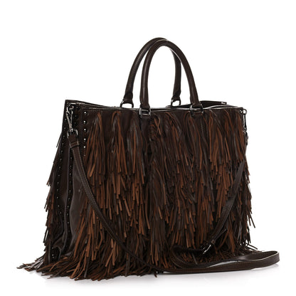 Prada Nappa Fringe Shopping Tote Noce 3 of 12