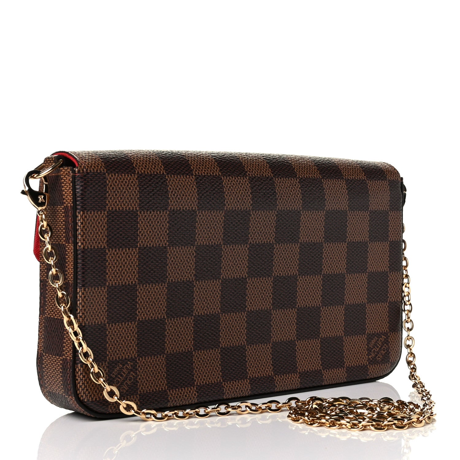 Louis Vuitton Damier Ebene Pochette Felicie Chain Wallet 2 of 7