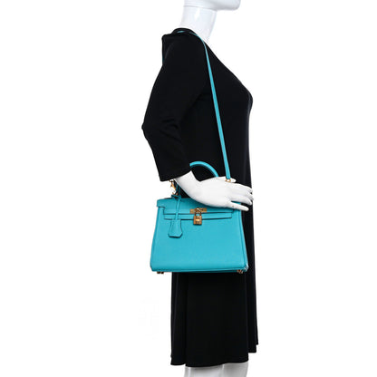 Hermes Togo Kelly Retourne 25 Bleu du Nord 2 of 14