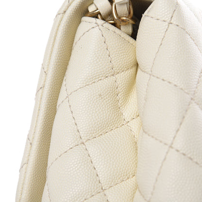 Chanel Caviar Elaphe Quilted Small Coco Handle Flap Ivory 13 of 18