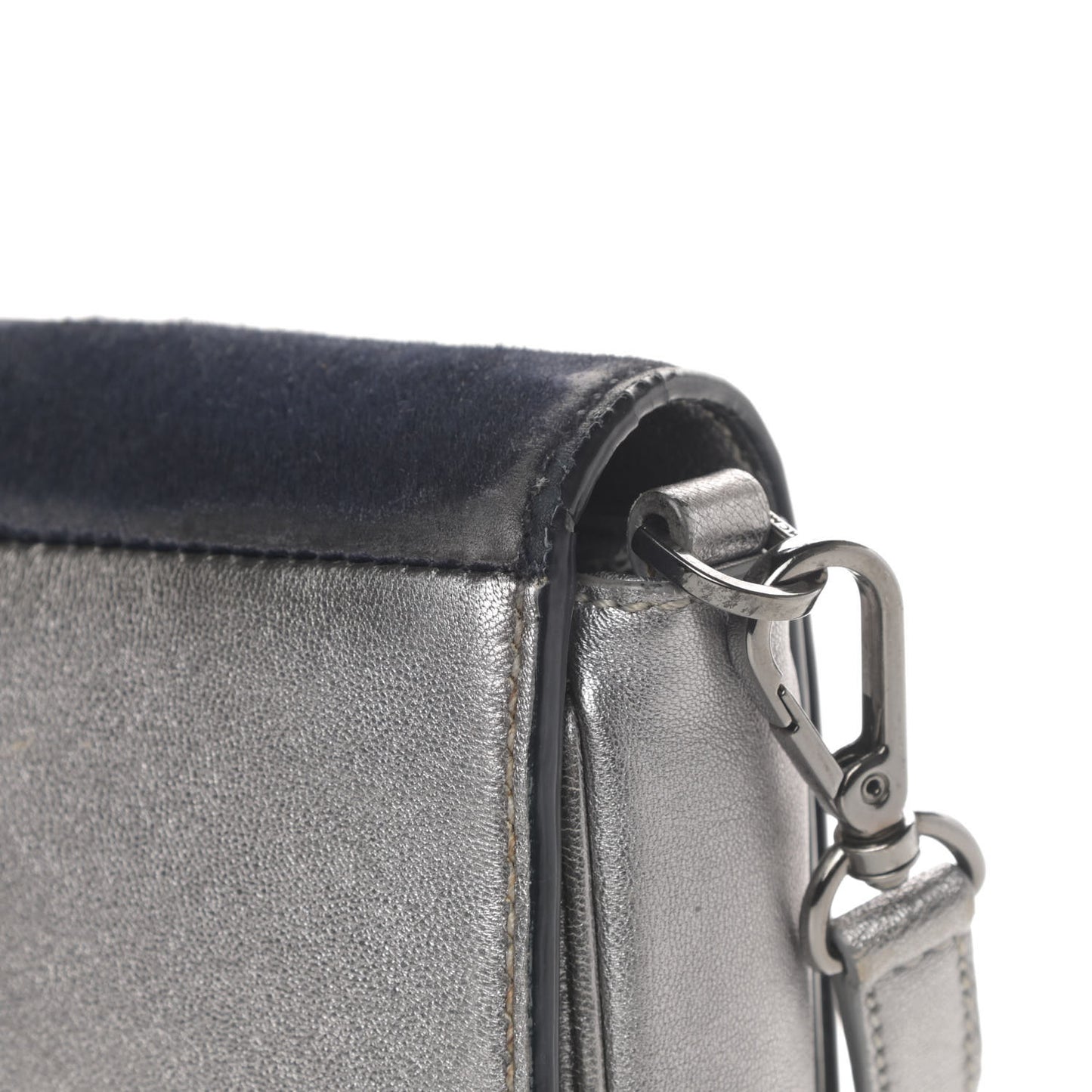 Metallic Calfskin Crossbody Bag Silver