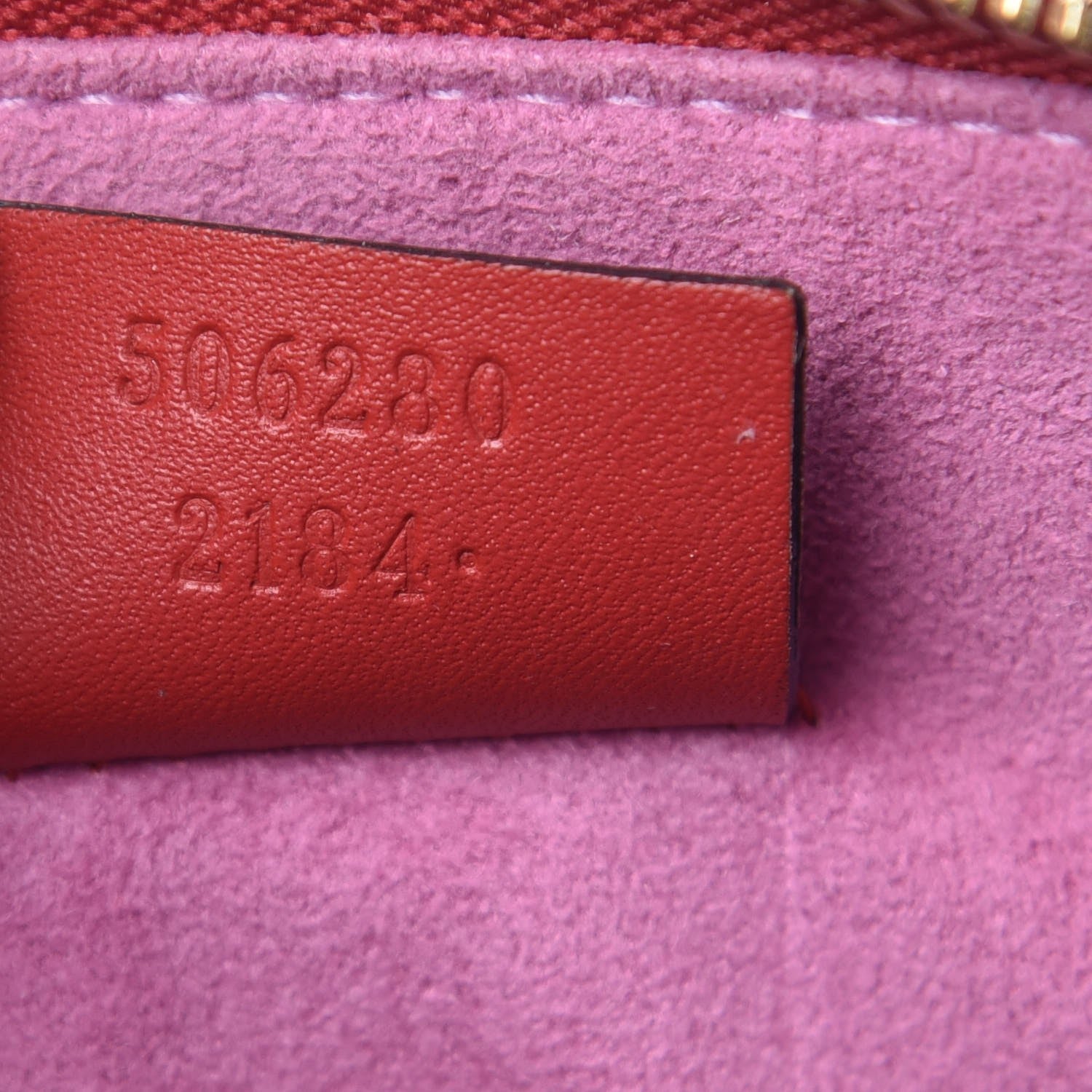 Gucci GG Supreme Monogram Bosco Patch Zip Pouch Beige Malva Hibiscus Red 8 of 13