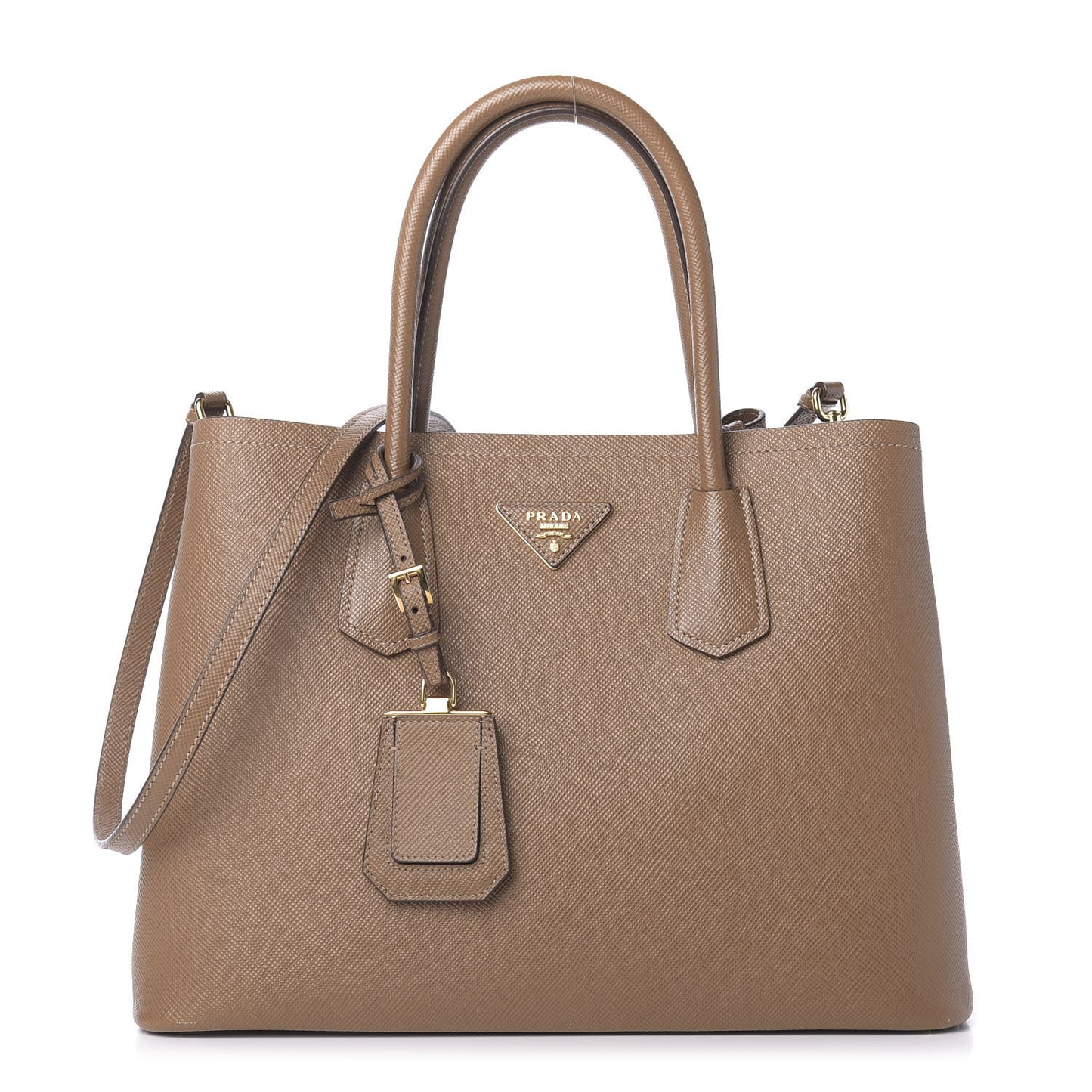 Saffiano Cuir Medium Double Bag Cannella Turchese