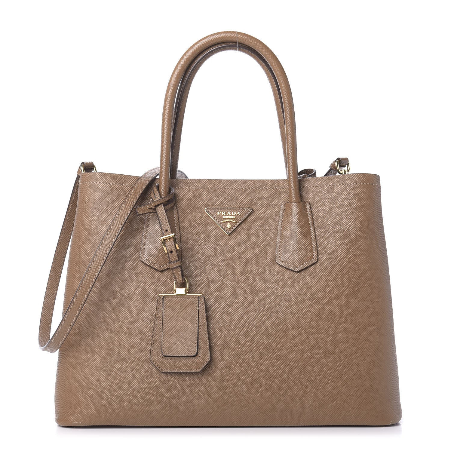 Prada Saffiano Cuir Medium Double Bag Cannella Turchese 1 of 11