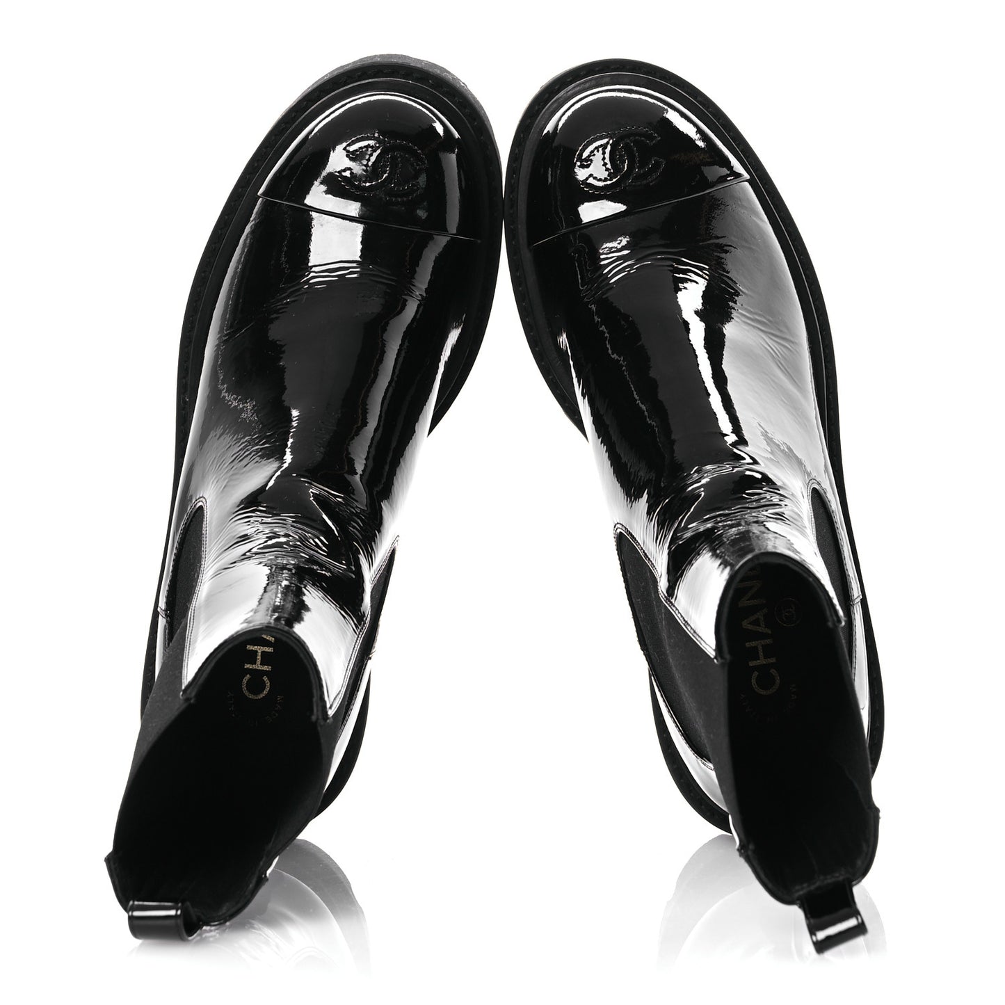 Patent Cap Toe Short Boots 38.5 Black