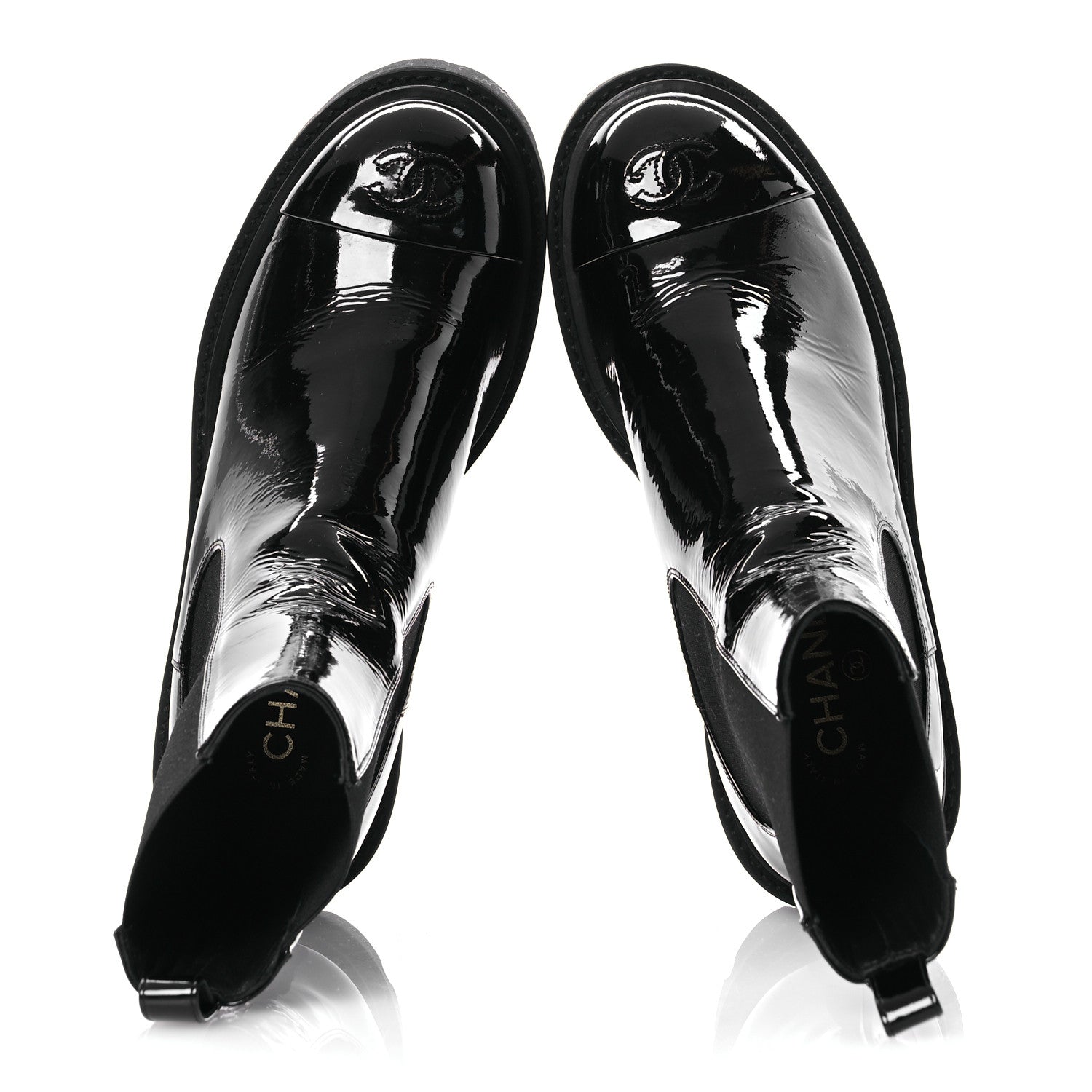 Chanel Patent Cap Toe Short Boots 38.5 Black 2 of 12