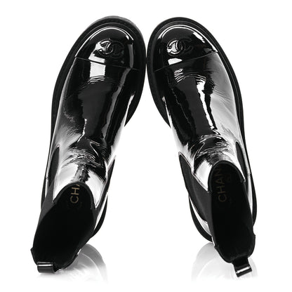 Chanel Patent Cap Toe Short Boots 38.5 Black 2 of 12
