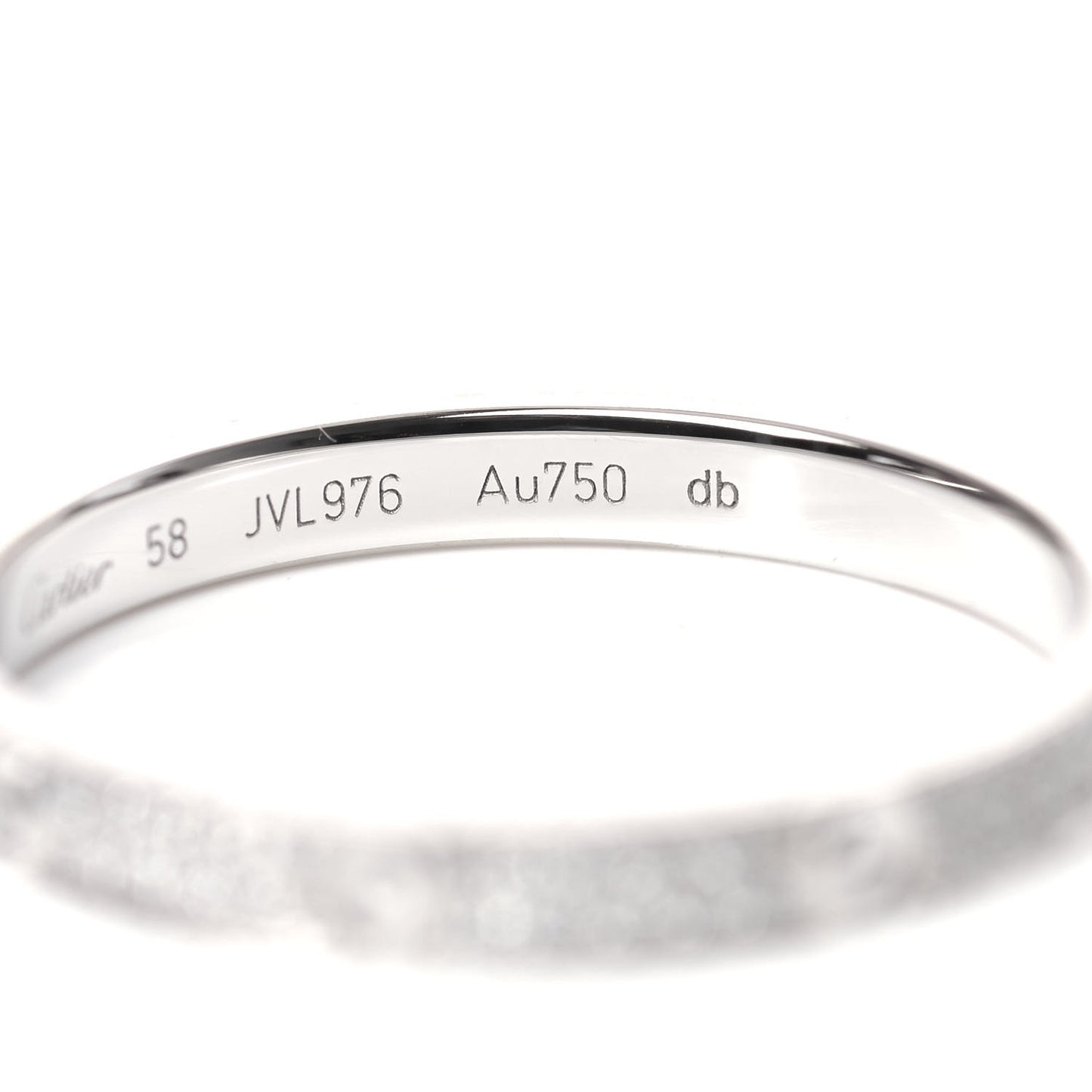 18K White Gold Diamond 2.6mm LOVE Paved Band Ring 58 8.5