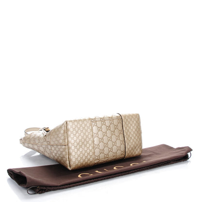 Gucci Metallic Guccissima Medium Bree Foldover Tote Golden Beige 4 of 7