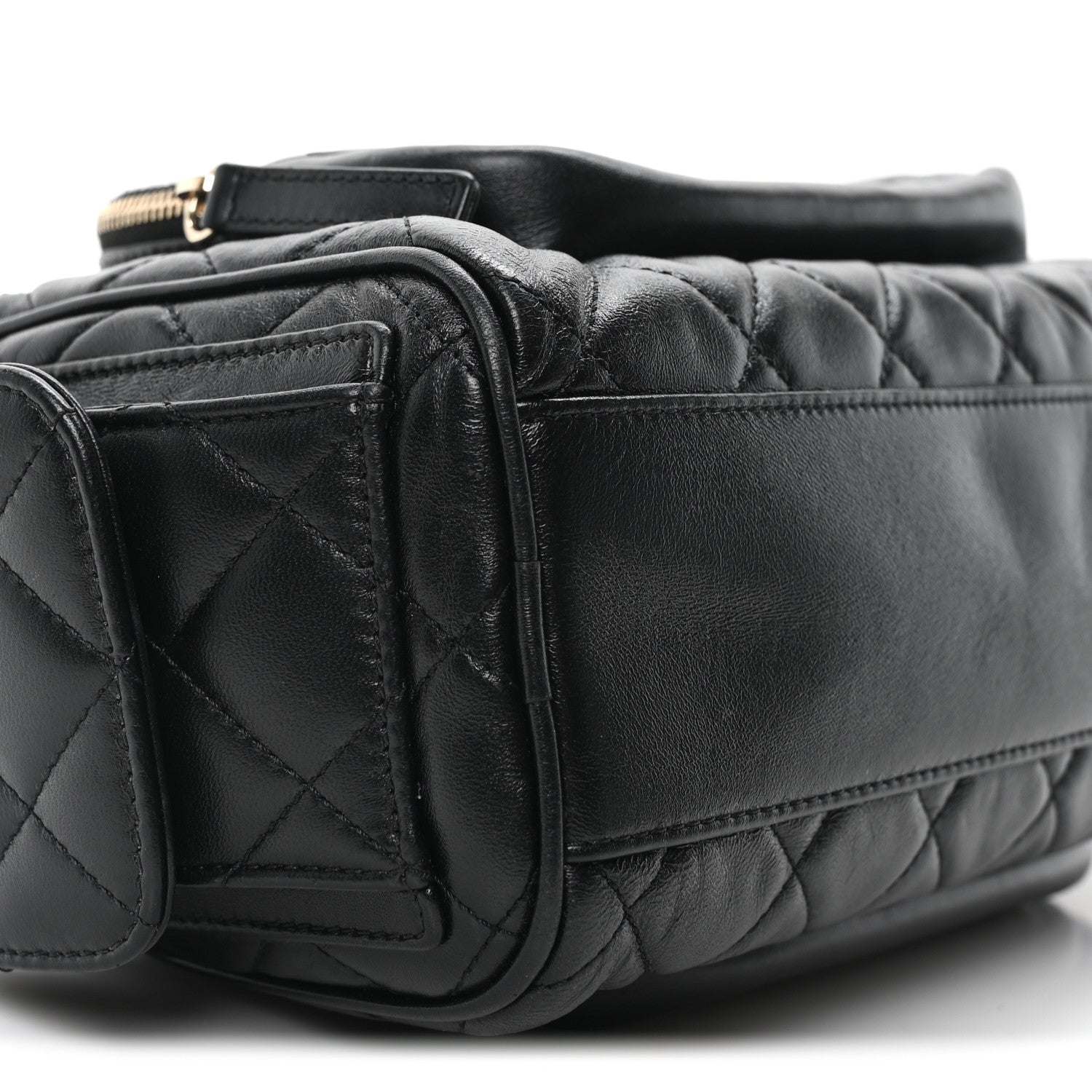 Chanel Shiny Crumpled Lambskin Quilted Medium Preppy Pocket Camera Case Black 9 of 10