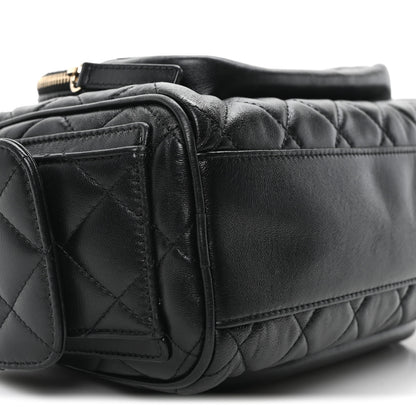 Chanel Shiny Crumpled Lambskin Quilted Medium Preppy Pocket Camera Case Black 9 of 10
