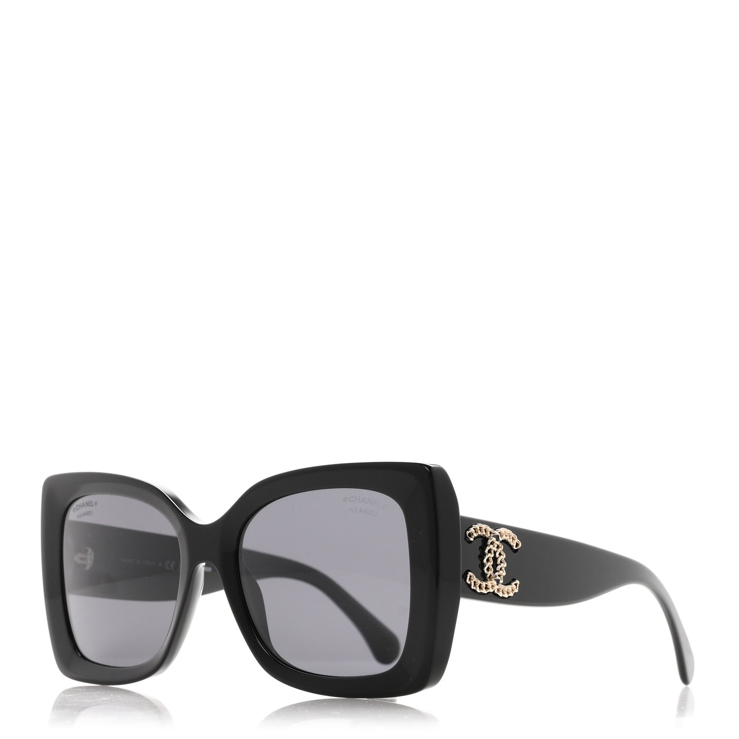 Chanel Acetate CC Polarized Square Sunglasses 5555 Black 1 of 8