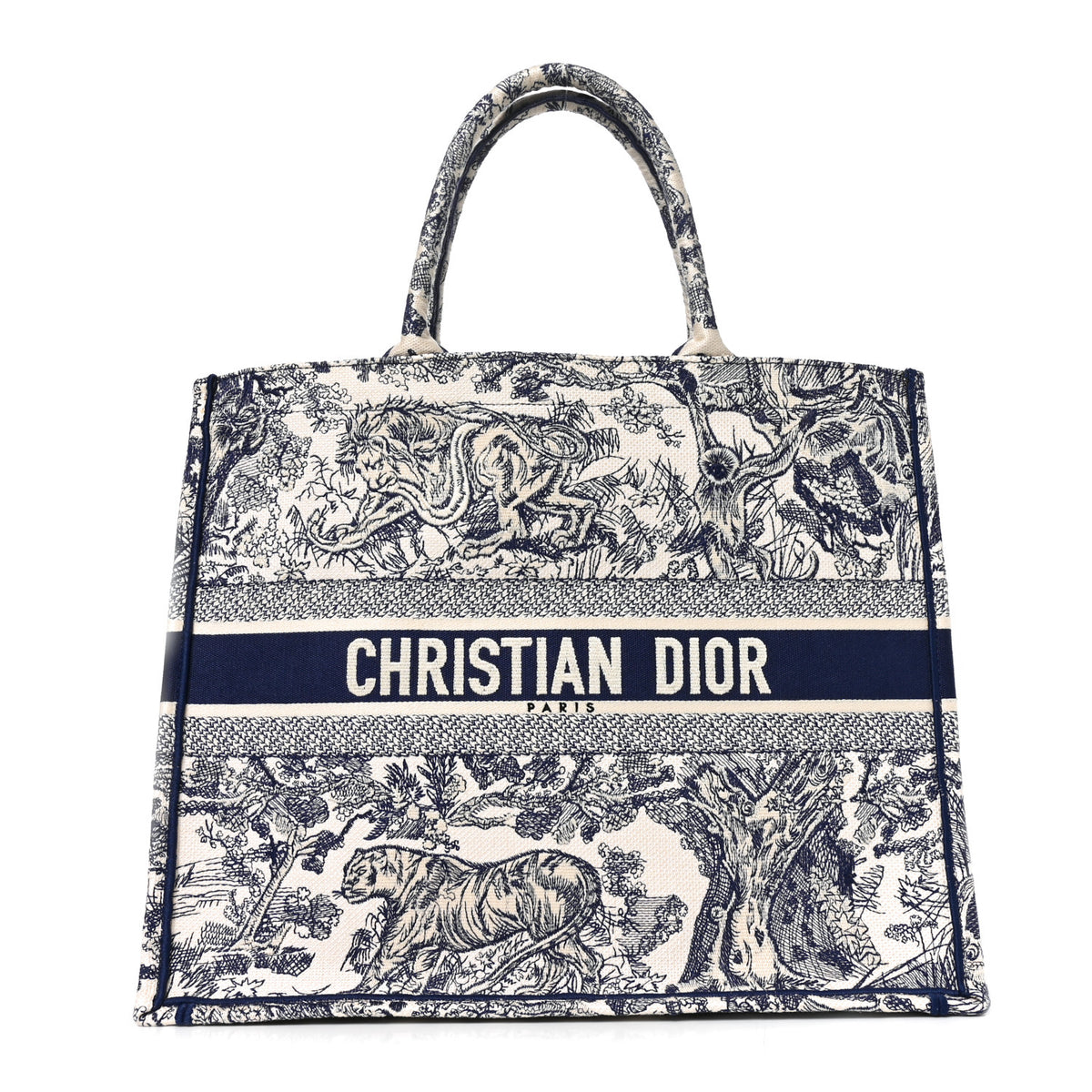 Canvas Embroidered Large Dioriviera Toile De Jouy Book Tote Blue