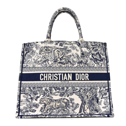 Christian Dior Canvas Embroidered Large Dioriviera Toile De Jouy Book Tote Blue 1 of 9