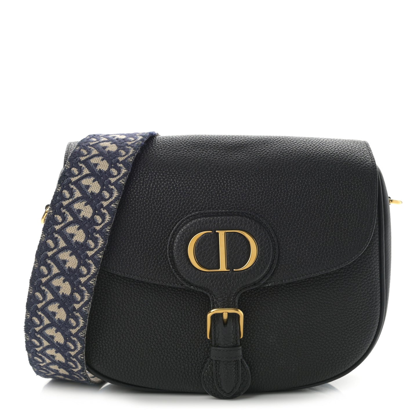 Grained Calfskin Large Bobby Flap Black