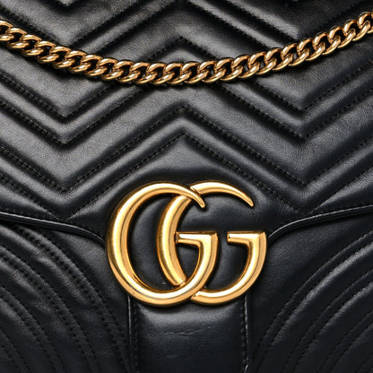 Gucci Calfskin Matelasse Large GG Marmont Shoulder Bag Black 8 of 12