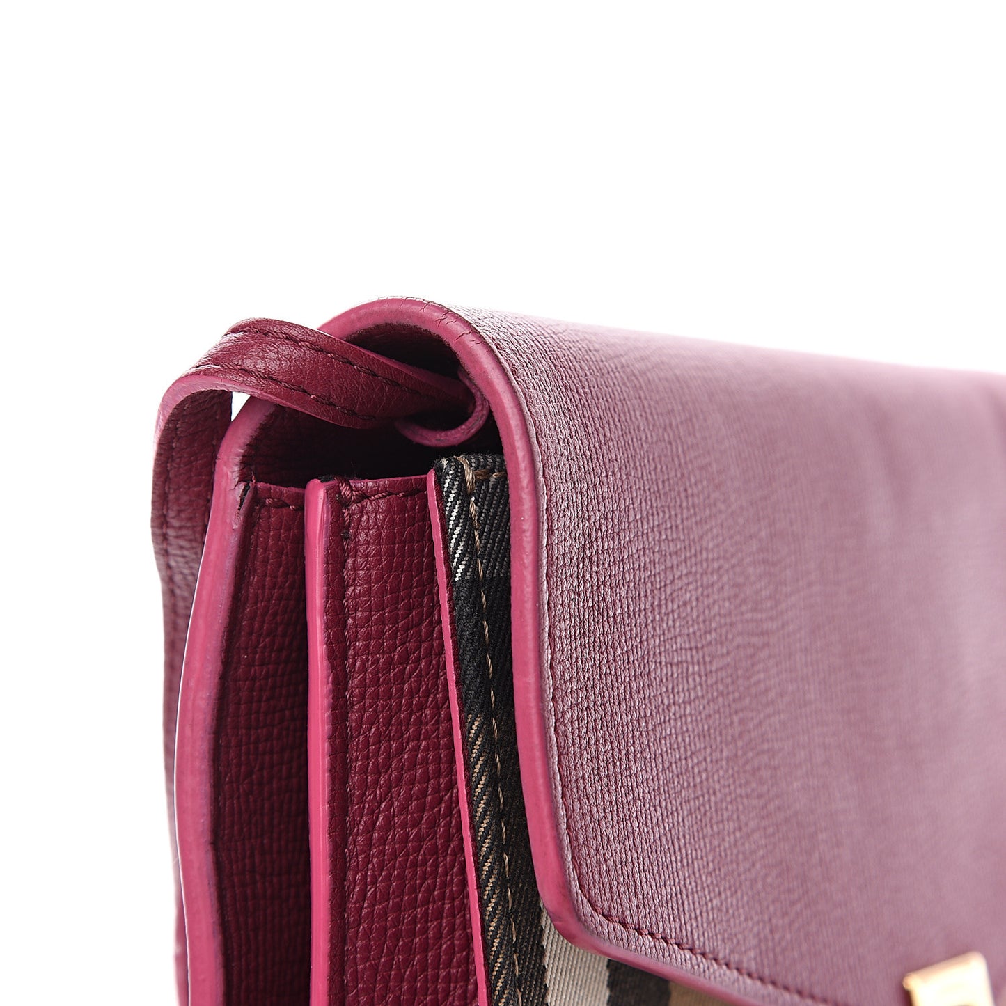 Derby Calfskin House Check Small Macken Crossbody Bag Berry Pink