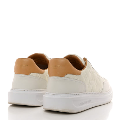 Louis Vuitton Grained Calfskin Embossed Monogram Mens Beverly Hills Sneakers 10 White 4 of 9