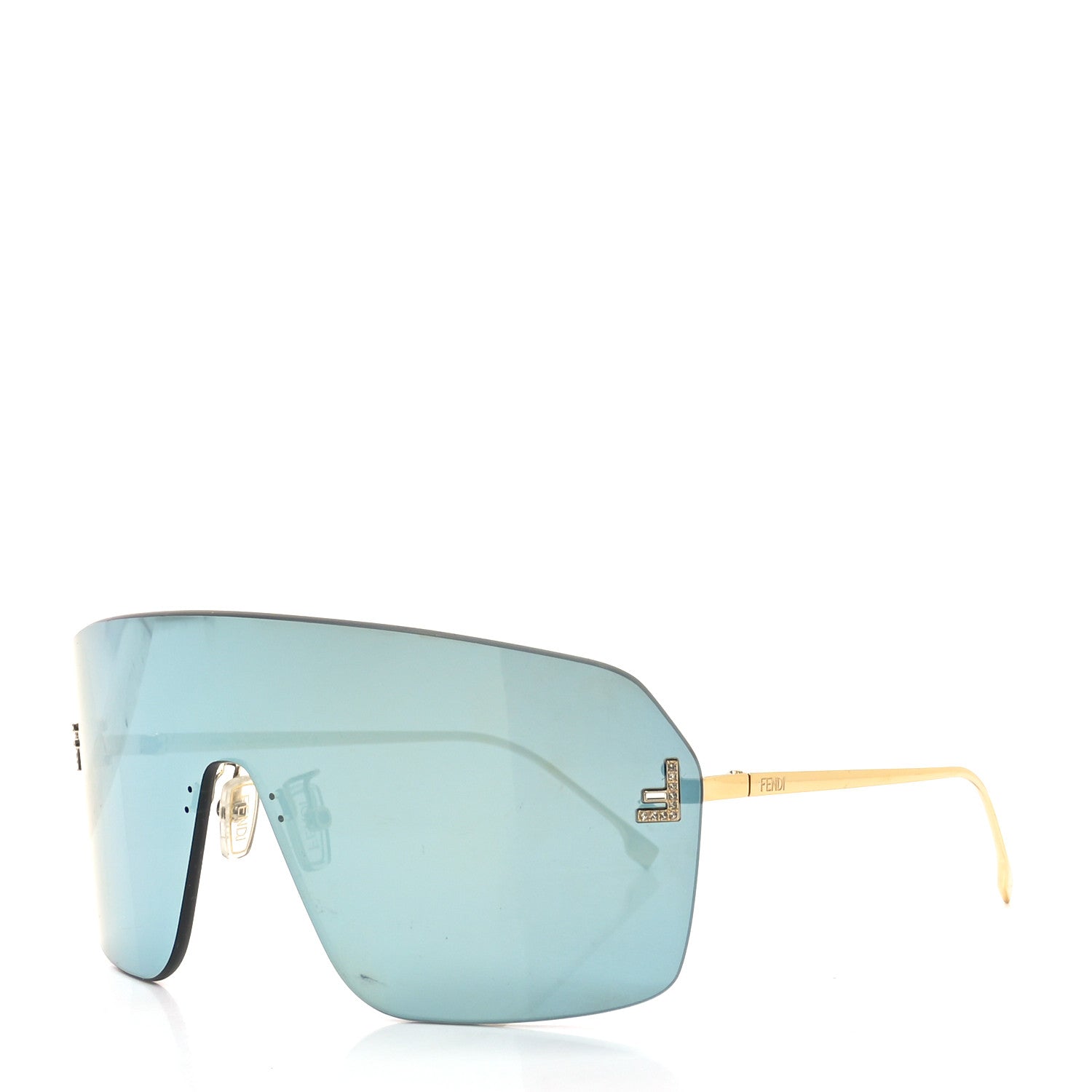 Fendi Metal Crystal Fendi First Shield Sunglasses FE4121US Gold 1 of 7