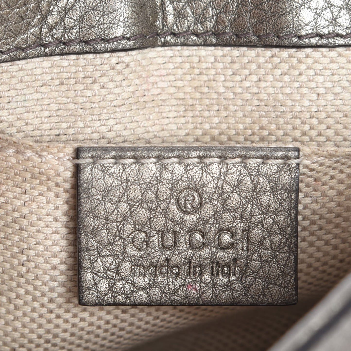 Metallic Pebbled Calfskin Small Soho Flap Crossbody Sasso