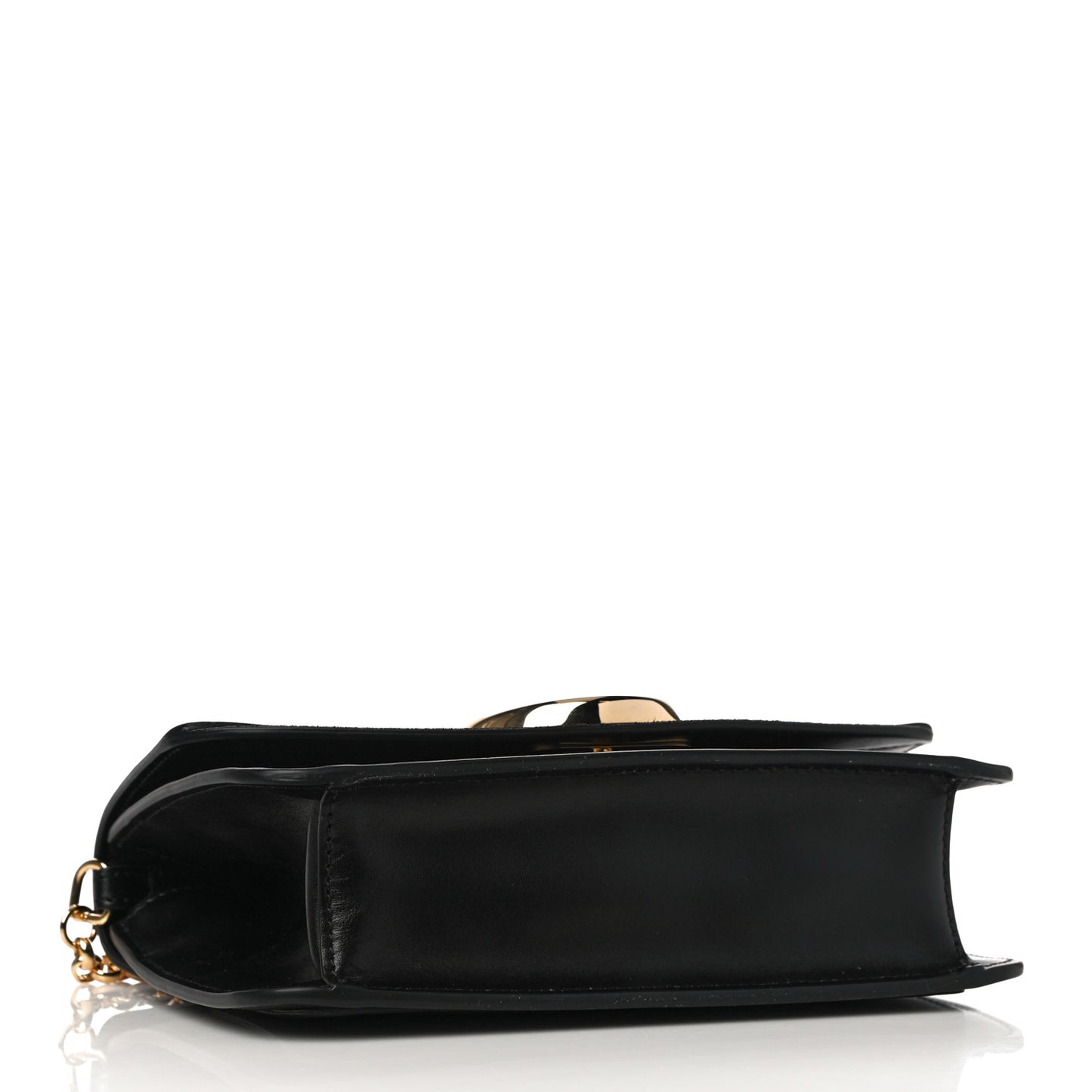 Calfskin Suede C Clutch With Chain Black